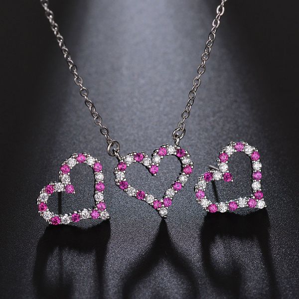 new fashion simple heart design white gold color plated cubic zirconia earrings and necklace jewelery sets for girls gift, Silver
new fashion simple heart design white gold color plated cubic zirconia earrings and necklace jewelery sets for girls gift, Silver