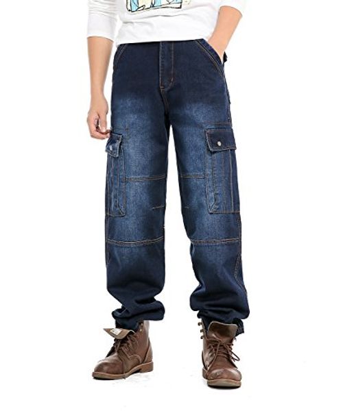idopy men`s loose fit motorcycle multi-pockets workwear denim cargo jeans plus size, Blue
idopy men`s loose fit motorcycle multi-pockets workwear denim cargo jeans plus size, Blue