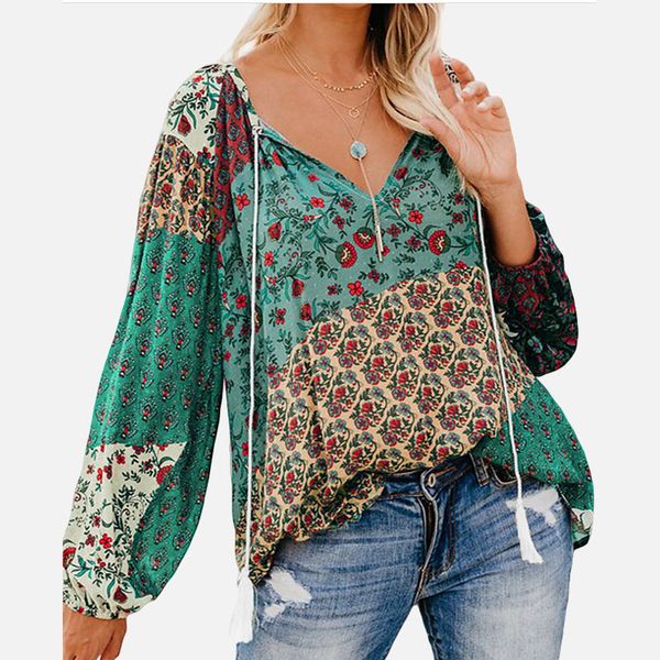 vintage floral print women blouse shirt v-neck lantern sleeve drawstring boho shirts female 2019 summer autumn shirts plus size, White
vintage floral print women blouse shirt v-neck lantern sleeve drawstring boho shirts female 2019 summer autumn shirts plus size, White