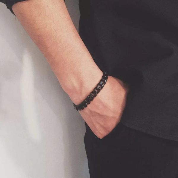 black bracelet men's jewelry punk retro stainless steel cuban link chain woman accessories silver friendship bracelets couple
black bracelet men's jewelry punk retro stainless steel cuban link chain woman accessories silver friendship bracelets couple