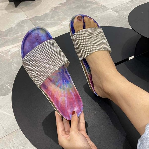 women color tie-dye slippers summer drill glitter bling slides anti-skid flat shoes low heel flip flops crystal bling sandals d61008, Black;grey
women color tie-dye slippers summer drill glitter bling slides anti-skid flat shoes low heel flip flops crystal bling sandals d61008, Black;grey