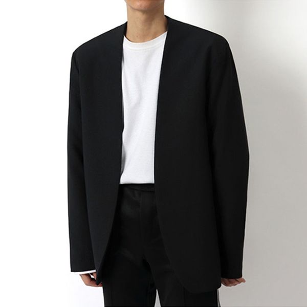 men no button casual suit coat male women japan korea streetwear retro fashion blazer jacket cardigan outerwear, White;black
men no button casual suit coat male women japan korea streetwear retro fashion blazer jacket cardigan outerwear, White;black