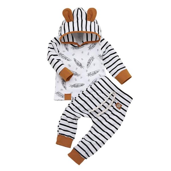 newborn baby girl boy hooded t shirt feather striped pants clothes set hooded t shirt feather striped pants clothes se, White
newborn baby girl boy hooded t shirt feather striped pants clothes set hooded t shirt feather striped pants clothes se, White