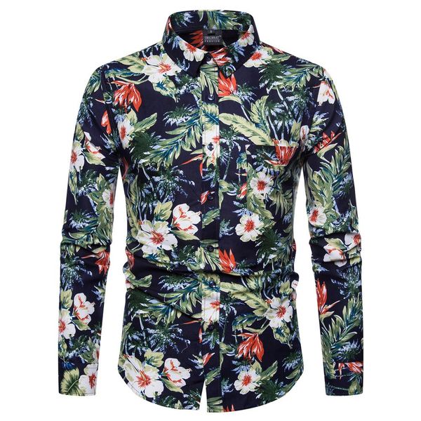 Hawaiian Shirt Men Dress Floral printed Fashion Long-sleeved Shirt Flower blouse men Green White
Hawaiian Shirt Men Dress Floral printed Fashion Long-sleeved Shirt Flower blouse men Green White