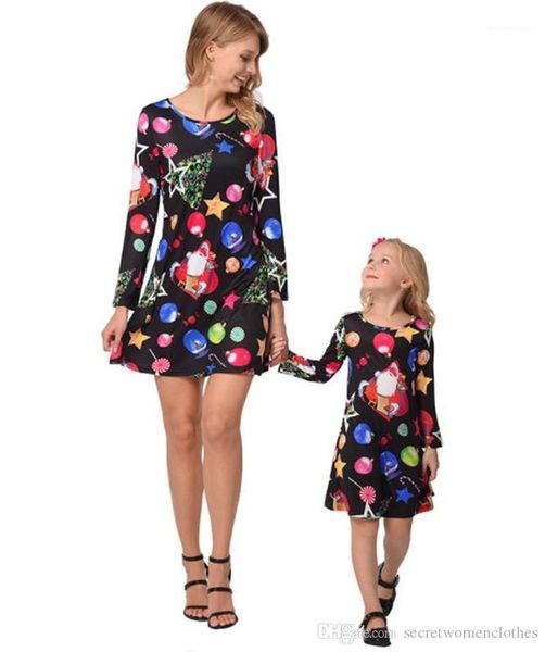 sleeve o neck mom and daughter family clothes fashion ladies apparel christmas print womens dresses autumn long, Black;gray
sleeve o neck mom and daughter family clothes fashion ladies apparel christmas print womens dresses autumn long, Black;gray