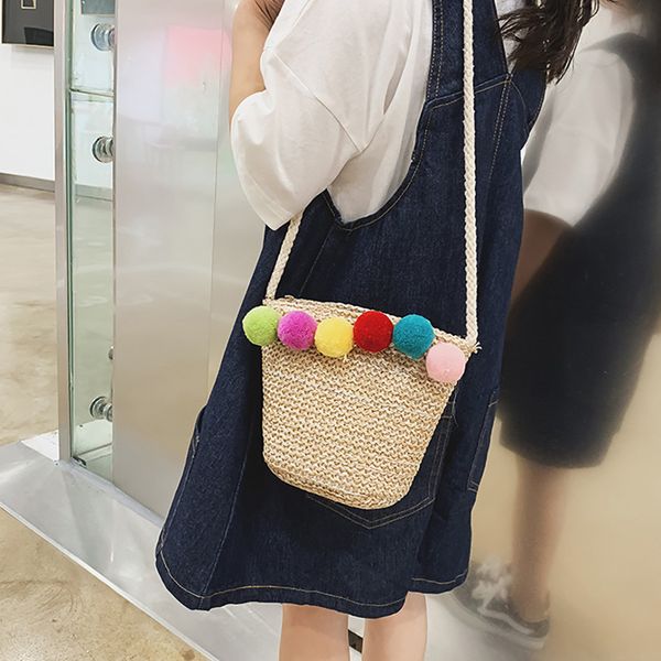 summer rattan bag hairball ornaments hand-woven bucket bag children's gift shoulder messenger weaving coin purse wicker
summer rattan bag hairball ornaments hand-woven bucket bag children's gift shoulder messenger weaving coin purse wicker
