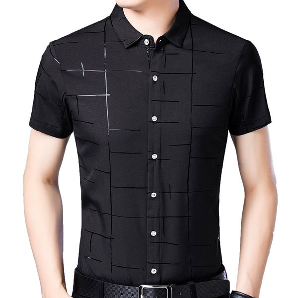 2020 new men shirt male dress shirts men's fashion casual short sleeve checkered printed social business formal shirt men blouse, White;black
2020 new men shirt male dress shirts men's fashion casual short sleeve checkered printed social business formal shirt men blouse, White;black