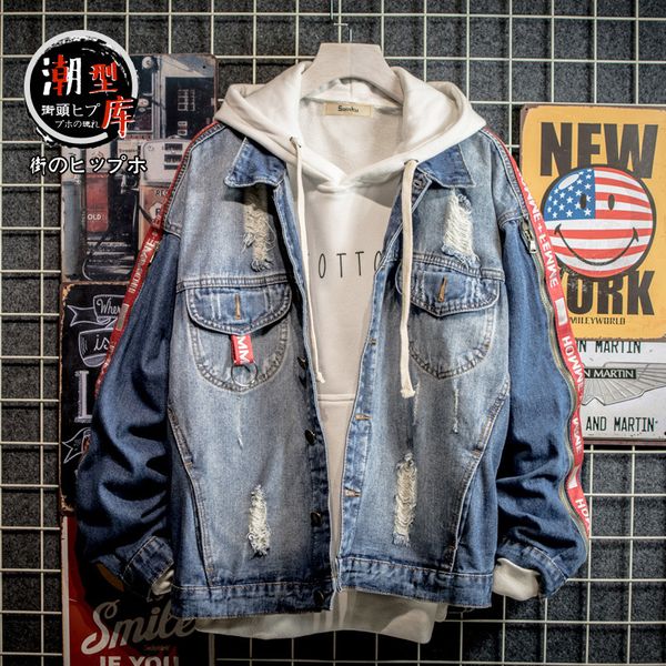 bomber denim jacket men's ripped holes lt blue jean jackets new autumn/spring garment washed mens denim coat, Black;brown
bomber denim jacket men's ripped holes lt blue jean jackets new autumn/spring garment washed mens denim coat, Black;brown