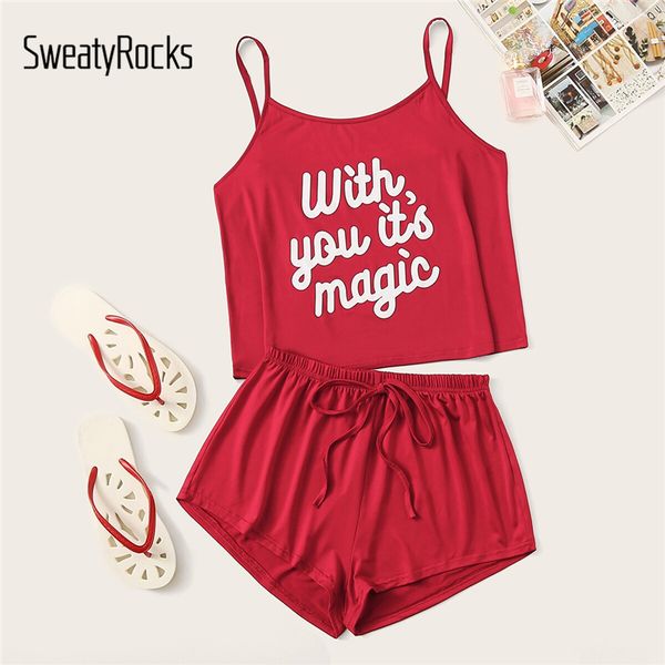 sweatyrocks bright red letter print cami pajama set kawaii sleeveless pajamas for women short sets summer casual pajama sets, Black;red
sweatyrocks bright red letter print cami pajama set kawaii sleeveless pajamas for women short sets summer casual pajama sets, Black;red