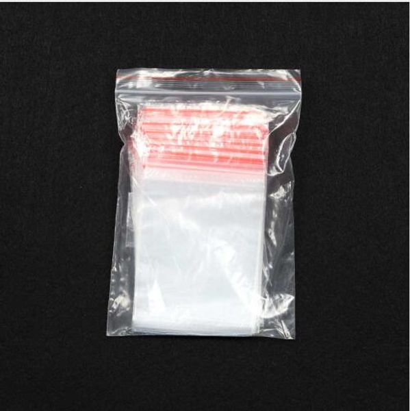 

500pcs 4*6cm/5*7cm/6*8cm clear zip lock plastic packaging bags red grip self seal resealable zipper bag mini jewelry bead pouch