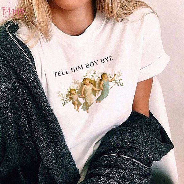 tell him boy bye t shirt women fashion personality tees three angels print aesthetic t shirt cute 90s girls graphictee, White
tell him boy bye t shirt women fashion personality tees three angels print aesthetic t shirt cute 90s girls graphictee, White