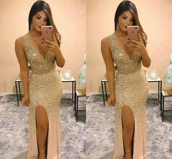 Sexy Gold Mermaid Evening Gowns Beaded Prom Dresses Formal Wear Special Occasion Dress vestidos festa Robes de fête Abendkleider
Sexy Gold Mermaid Evening Gowns Beaded Prom Dresses Formal Wear Special Occasion Dress vestidos festa Robes de fête Abendkleider