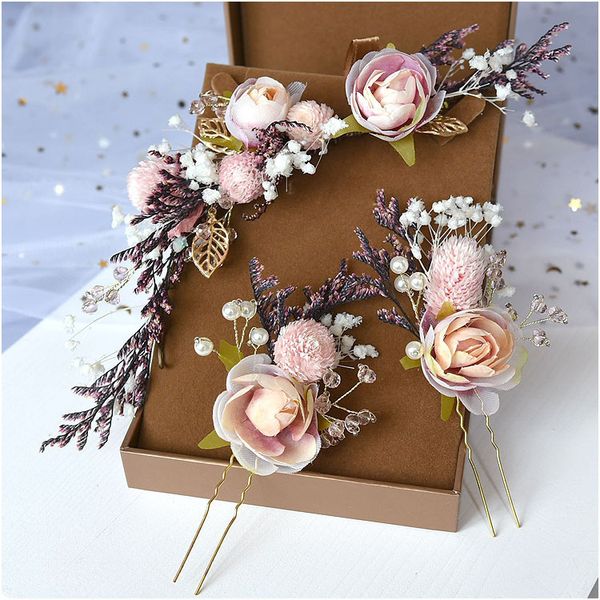 bride mori headdress dry lace princess flower hair pinch set korean bridal wedding hair jewelry, Golden;white
bride mori headdress dry lace princess flower hair pinch set korean bridal wedding hair jewelry, Golden;white