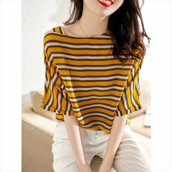 hangzhou women's clothing 2020 striped contrast color small less chiffon shirt shoulder strap shoulder strap t-shirt one-line collar, White
hangzhou women's clothing 2020 striped contrast color small less chiffon shirt shoulder strap shoulder strap t-shirt one-line collar, White