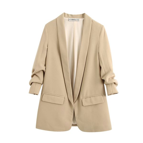 casual solid blazer women outerwear shawl collar pockets office coat lady three quarter sleeve elegant blazer feminino, White;black
casual solid blazer women outerwear shawl collar pockets office coat lady three quarter sleeve elegant blazer feminino, White;black