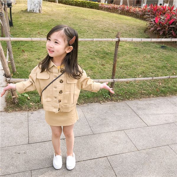 2019 spring new arrival korean style cotton clothing sets pure color casual jacket with short skirt fashion suit for baby girls, White
2019 spring new arrival korean style cotton clothing sets pure color casual jacket with short skirt fashion suit for baby girls, White