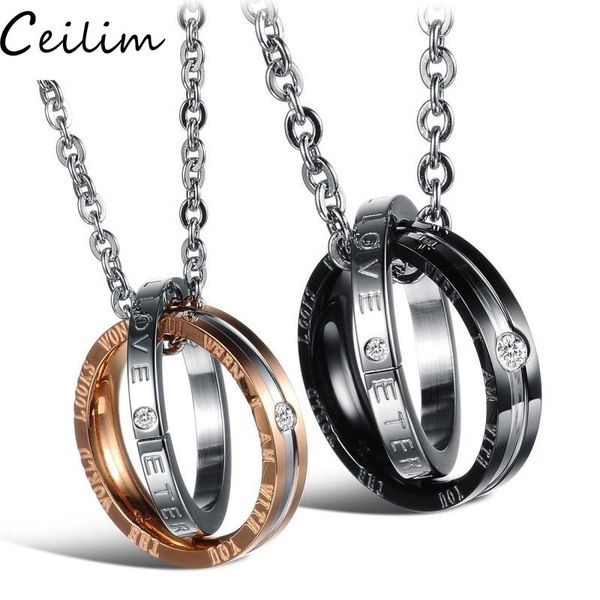 love rings charm pendant couples necklace for women stainless steel necklaces for men wedding romantic valentine's day love gift, Silver
love rings charm pendant couples necklace for women stainless steel necklaces for men wedding romantic valentine's day love gift, Silver