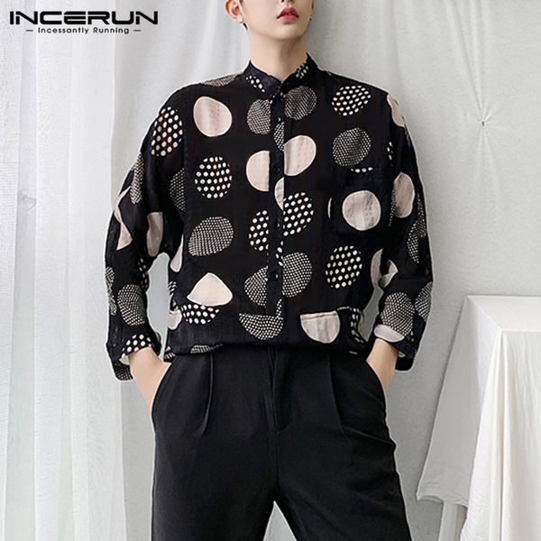 incerun fashion polka dot print shirt men stand collar korean blouse loose long sleeve casual dress shirts streetwear camisa 5xl, White;black
incerun fashion polka dot print shirt men stand collar korean blouse loose long sleeve casual dress shirts streetwear camisa 5xl, White;black
