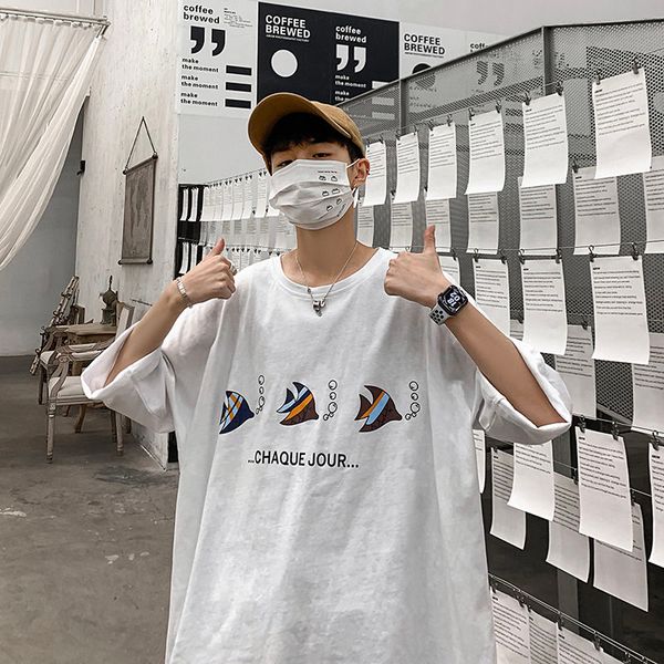 2020 summer new youth popular male loose printed 3/4 sleeve t-shirt fashion casual wild round neck pullover black / white /green, White;black
2020 summer new youth popular male loose printed 3/4 sleeve t-shirt fashion casual wild round neck pullover black / white /green, White;black
