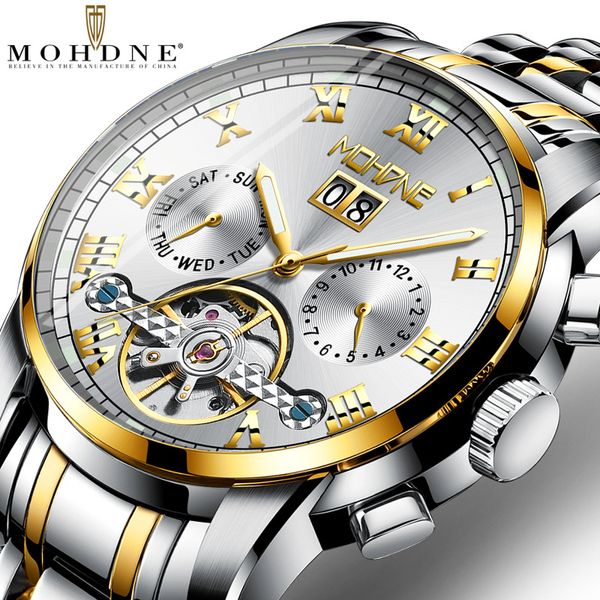 retro men watch automatic mechanical hollow multifunctional male clock stainless steel new business man watch, Slivery;brown 
retro men watch automatic mechanical hollow multifunctional male clock stainless steel new business man watch, Slivery;brown
