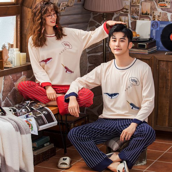 couple autumn cotton pajamas set long sleeve nightwear animal whale men women casual home clothes sleepwear lovers' clothes, Black;red
couple autumn cotton pajamas set long sleeve nightwear animal whale men women casual home clothes sleepwear lovers' clothes, Black;red