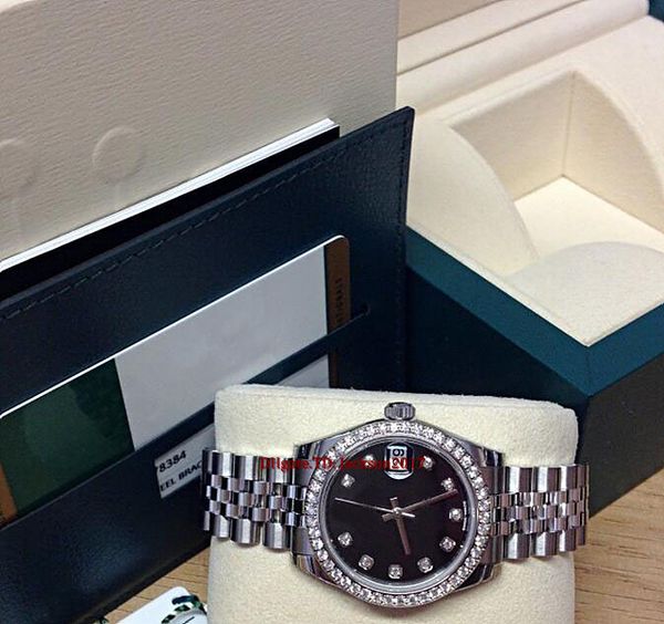 original box certificate lady watch 31mm 178384 black diamond dial diamond bezel asia 2813 movement automatic, Slivery;brown 
original box certificate lady watch 31mm 178384 black diamond dial diamond bezel asia 2813 movement automatic, Slivery;brown