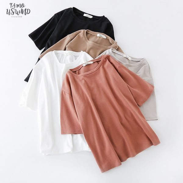 2020 summer women loose solid color t shirt o neck harajuku cotton tees short sleeves candy color cotton t shirts korean fashion, White
2020 summer women loose solid color t shirt o neck harajuku cotton tees short sleeves candy color cotton t shirts korean fashion, White