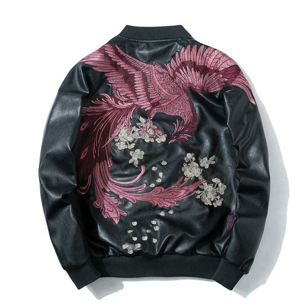 men's japanese tide pilot stitchwork coats male fall new eagle embroidered suits pu leather jackets, Black
men's japanese tide pilot stitchwork coats male fall new eagle embroidered suits pu leather jackets, Black