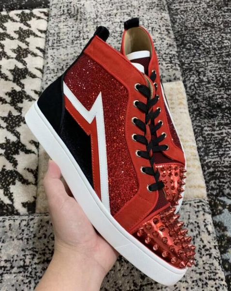 drop shipping high leisure lace up glitter leather rhinestones rivet red bottom for man sneakers casual orlato men's flat shoes, Black
drop shipping high leisure lace up glitter leather rhinestones rivet red bottom for man sneakers casual orlato men's flat shoes, Black