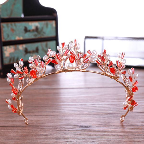 red crystal bridal tiaras and crowns wedding hair jewelry ornaments pearl rhinestone diadem coronal headpiece women pageant bh, Golden;white
red crystal bridal tiaras and crowns wedding hair jewelry ornaments pearl rhinestone diadem coronal headpiece women pageant bh, Golden;white
