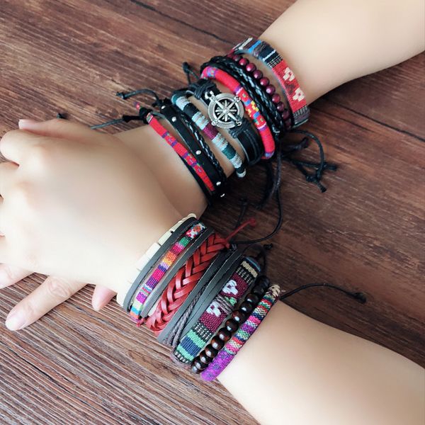 woven bracelet multi-layer national style fabric personalized bracelet set leather bracelet, Black
woven bracelet multi-layer national style fabric personalized bracelet set leather bracelet, Black