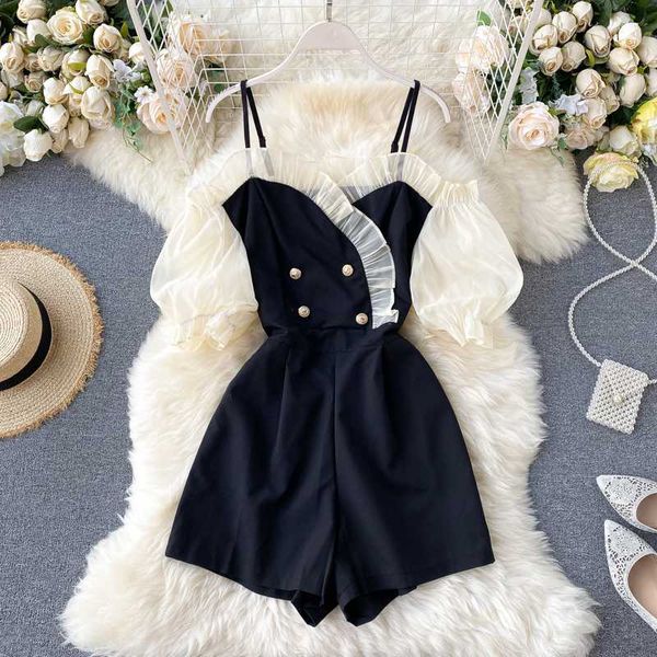jumpsuit summer wear for women 2020 new sweet wooden ear contrasting color stitching short sleeve short wide leg playsuits n078, Black;white
jumpsuit summer wear for women 2020 new sweet wooden ear contrasting color stitching short sleeve short wide leg playsuits n078, Black;white