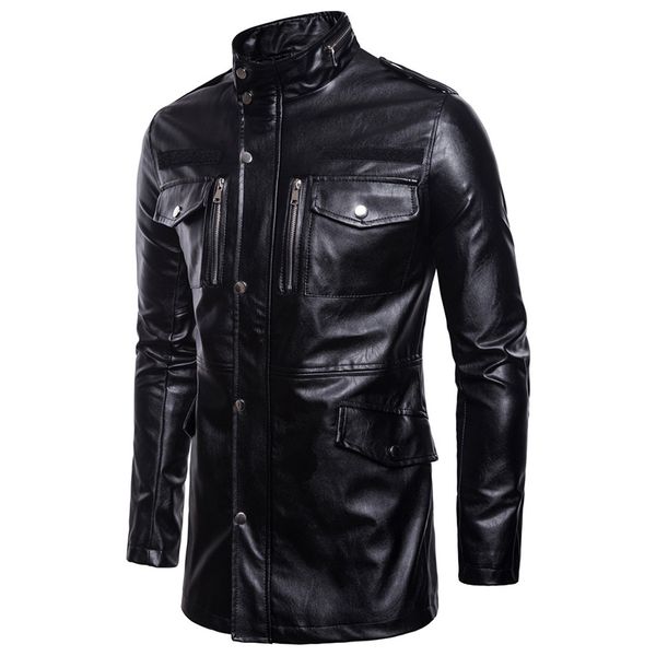 aboorun mens long leather jacket motorcycle biker pu leather trench coat 2019 autumn multi pockets jacket male r2764, Black
aboorun mens long leather jacket motorcycle biker pu leather trench coat 2019 autumn multi pockets jacket male r2764, Black