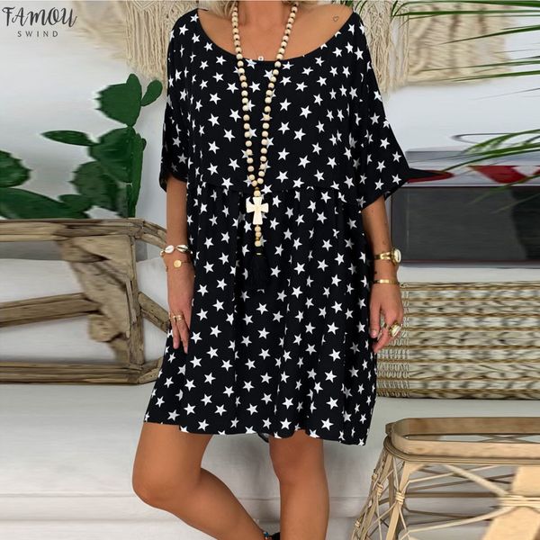 womens summer dress o neck dot printed short sleeve loose dresses party bohemian dresses summer dress 2020 vestidos de verano, Black;gray
womens summer dress o neck dot printed short sleeve loose dresses party bohemian dresses summer dress 2020 vestidos de verano, Black;gray