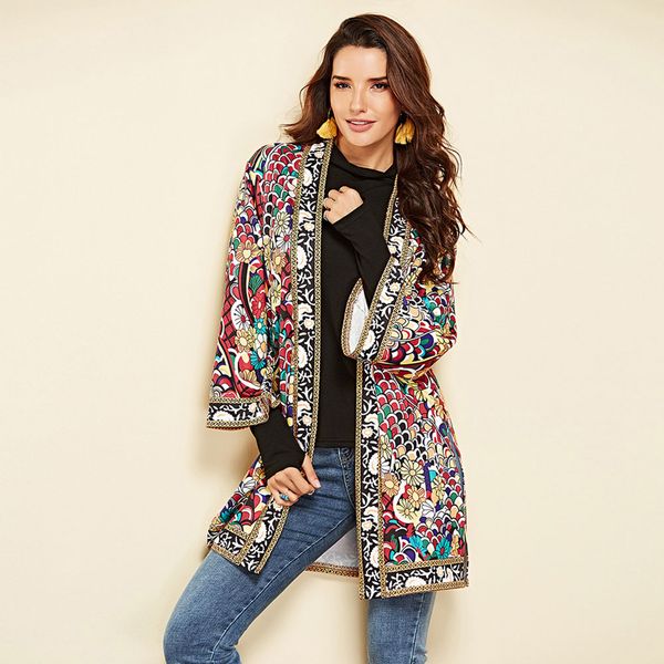 women autumn outerwear ethnic floral print long sleeve boho jacket wrap cardigans cxz, Black;brown
women autumn outerwear ethnic floral print long sleeve boho jacket wrap cardigans cxz, Black;brown