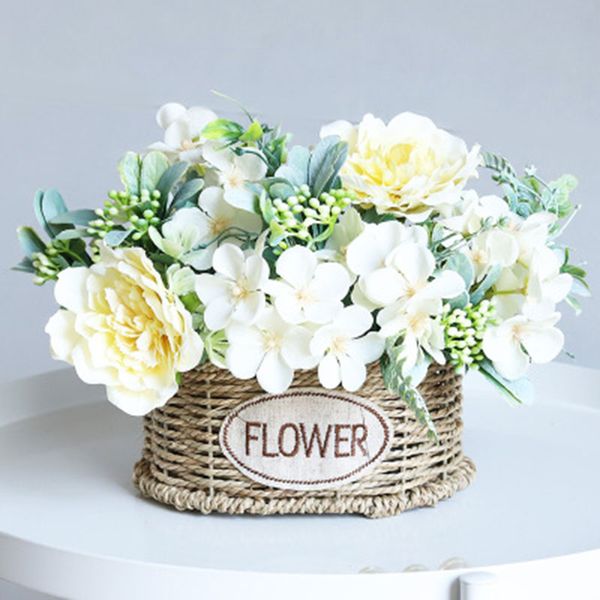 

decorative flowers & wreaths artificial bouquet silk blooming fake peony bridal hand flower roses wedding centerpieces decor