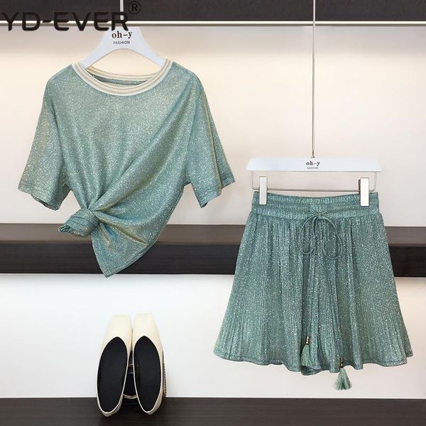 two piece dress fashion summer bling glitter set women short sleeve loose t-shirt + elastic waist lace-up pleated wide-leg shorts, White
two piece dress fashion summer bling glitter set women short sleeve loose t-shirt + elastic waist lace-up pleated wide-leg shorts, White