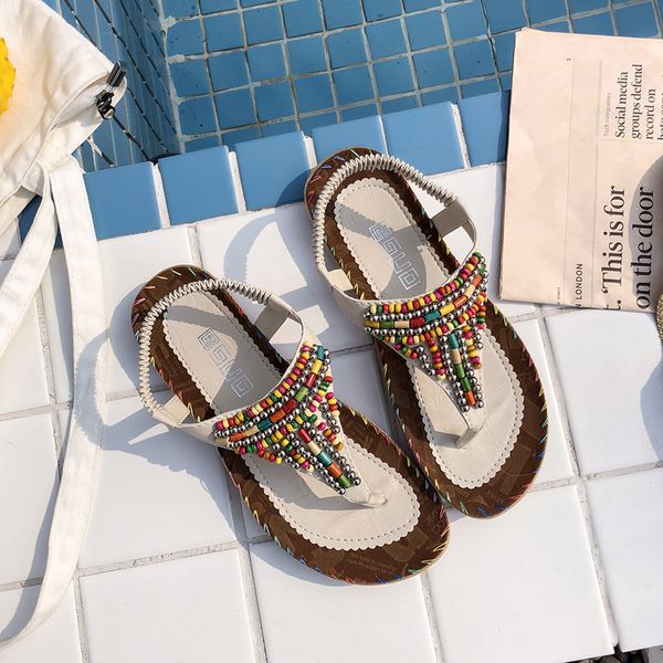 new women bohemia flat sandals shoes women string bead decoration beach sandals casual shoes clip toe flip flops, Black
new women bohemia flat sandals shoes women string bead decoration beach sandals casual shoes clip toe flip flops, Black