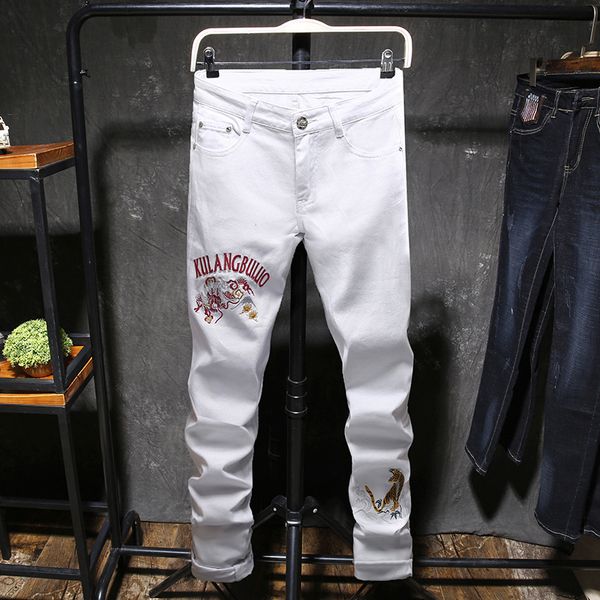 fashion personality men's embroidery jeans spring autumn slim long trousers men boys smart trousers tiger man jeans plus size, Blue
fashion personality men's embroidery jeans spring autumn slim long trousers men boys smart trousers tiger man jeans plus size, Blue