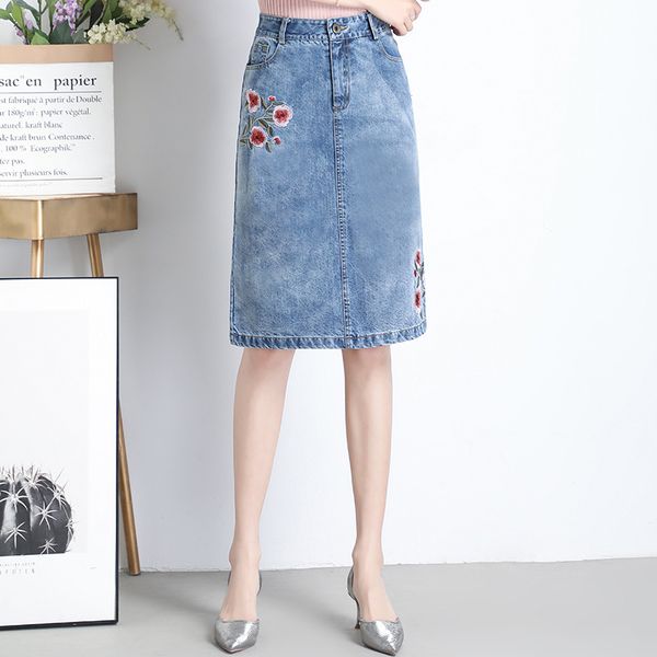 embroidery denim skirt women high waist slim casual straight skirts office lady elegant plus size knee-length bodycon skirt 1624, Black
embroidery denim skirt women high waist slim casual straight skirts office lady elegant plus size knee-length bodycon skirt 1624, Black