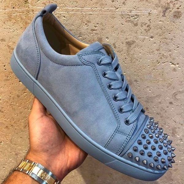 super quality rs mens sneakers red bottom spikes junior flat low cut sky-blue suede studded street style plain sneakers couple, Black
super quality rs mens sneakers red bottom spikes junior flat low cut sky-blue suede studded street style plain sneakers couple, Black
