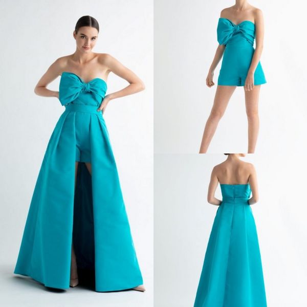 2019 formal dresses with detachable overskirts women jumpsuits satin elegant evening gowns big bow custom made short prom dress, Black
2019 formal dresses with detachable overskirts women jumpsuits satin elegant evening gowns big bow custom made short prom dress, Black