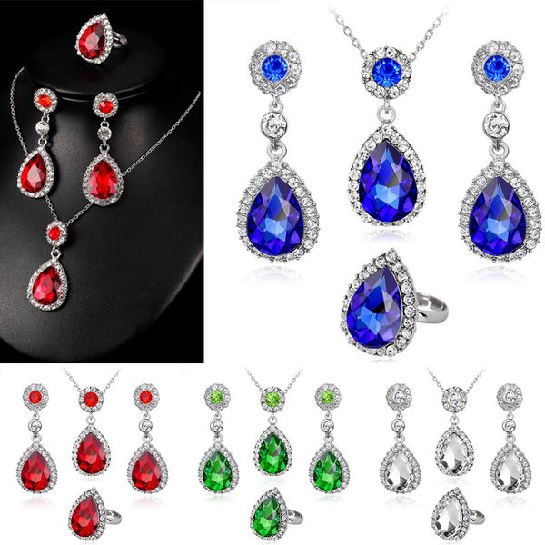 women inlaid crystal water drop pendant necklace exquisite rhinestone dangle earrings bridal engagement wedding jewelry set, Silver
women inlaid crystal water drop pendant necklace exquisite rhinestone dangle earrings bridal engagement wedding jewelry set, Silver