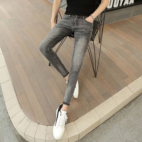 2019 new autumn and winter korean version of the simple solid color men's denim trousers youth was thin net red slim feet pants, Blue
2019 new autumn and winter korean version of the simple solid color men's denim trousers youth was thin net red slim feet pants, Blue