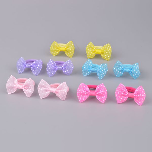 10 sets of children's hair accessories headdress bow hair scrunchies girl baby elastic rubber band ring, Slivery;white