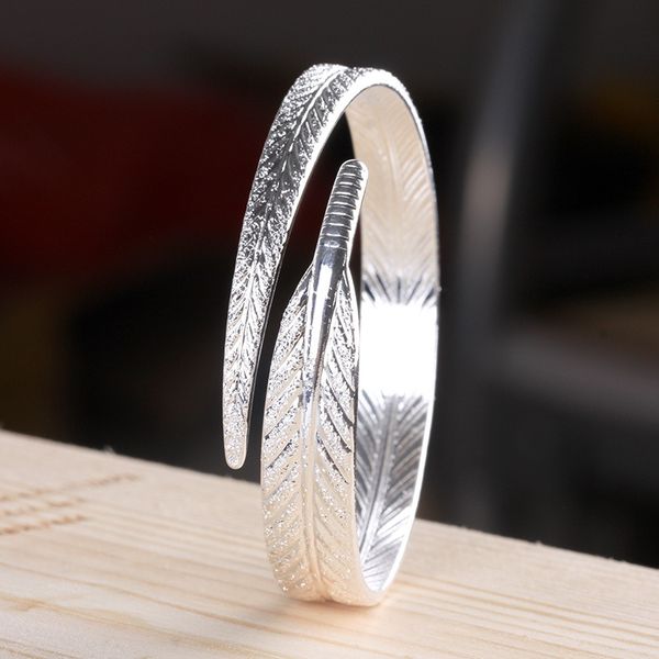 anenjery simple 925 sterling silver leaf feather bangles adjustable women hand jewelry s-b13, Black
anenjery simple 925 sterling silver leaf feather bangles adjustable women hand jewelry s-b13, Black