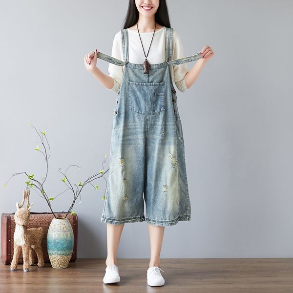 nini wonderland spring denim overalls pants 2020 women hole calf length pants summer mori girl jumpsuits casual loose trousers, Blue
nini wonderland spring denim overalls pants 2020 women hole calf length pants summer mori girl jumpsuits casual loose trousers, Blue