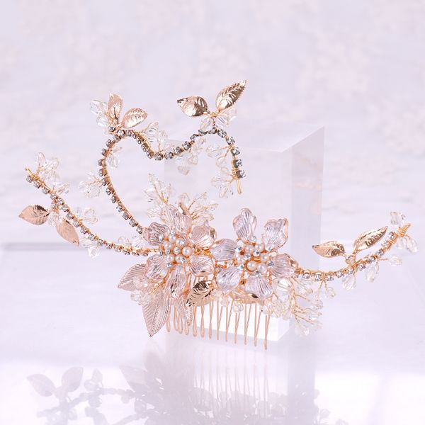new design gold color leaf hair combs pearl hair jewelry accessories wedding head decoration ornament flower crystal comb, Golden;white 
new design gold color leaf hair combs pearl hair jewelry accessories wedding head decoration ornament flower crystal comb, Golden;white