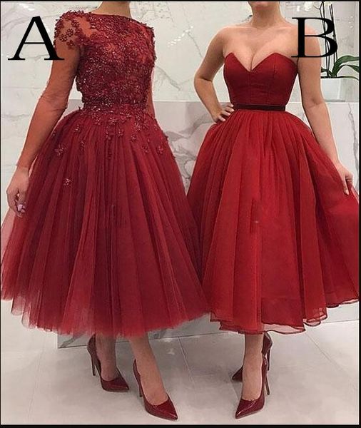 two styles short prom dresses 2018 bateau lace appliques beaded a-line evening party dresses tea length occasion party wear, Black
two styles short prom dresses 2018 bateau lace appliques beaded a-line evening party dresses tea length occasion party wear, Black