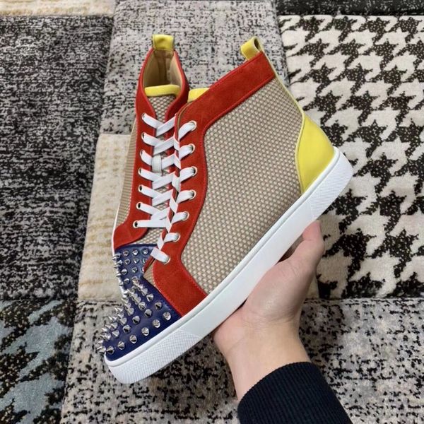designer brand spikes mesh leather casual walking,high studs red bottom men's sneakers luxury outdoor skateboard dancing streetwear, Black
designer brand spikes mesh leather casual walking,high studs red bottom men's sneakers luxury outdoor skateboard dancing streetwear, Black